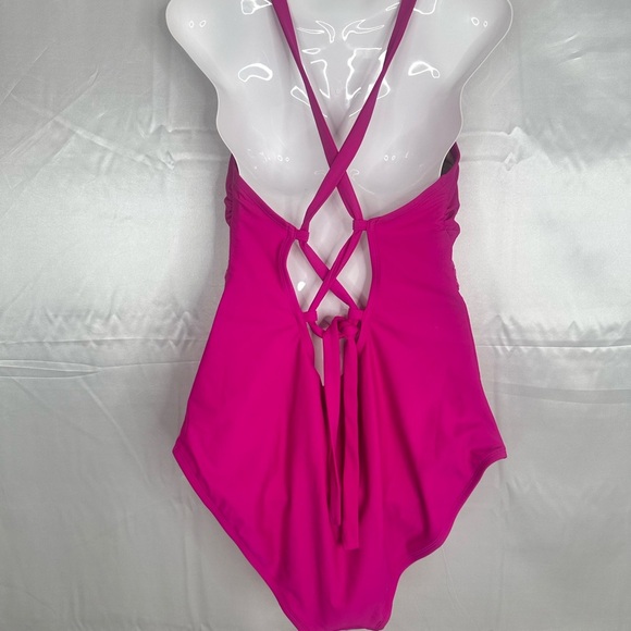 NWOT Kona Sol Hot Pink One-Piece Crochet Detail Swimsuit Size XL - Picture 10 of 15